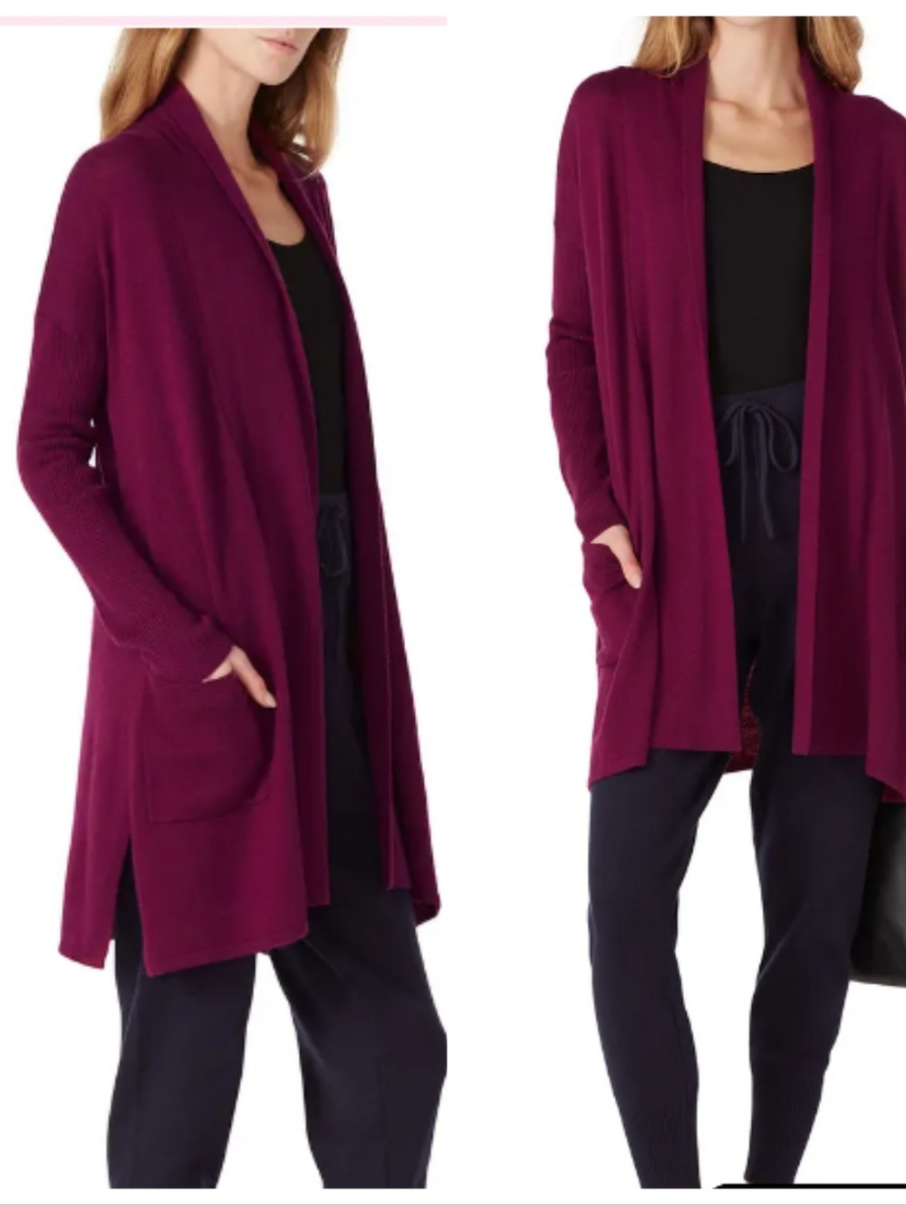 Natori Open-Front Plum Women’s Cardigan Sweater Large